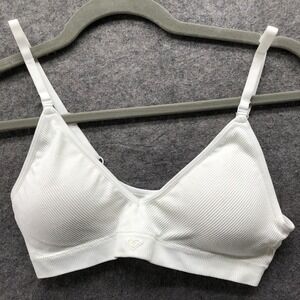 NWOT Roxy Ribbed Bralette Seamless Womens L White Solid Padded Wireless